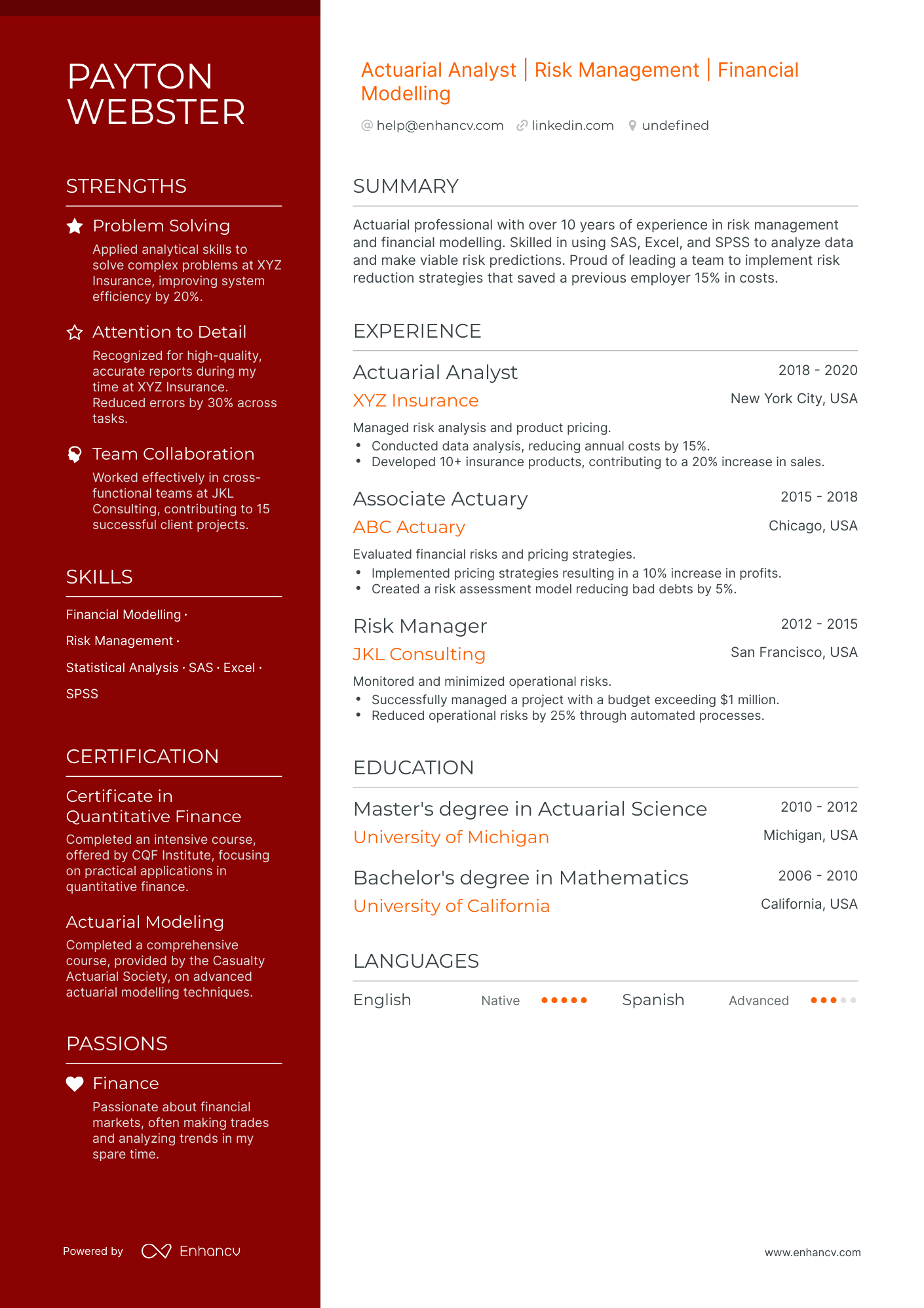 5 Actuary Internship Resume Examples And Guide For 2024